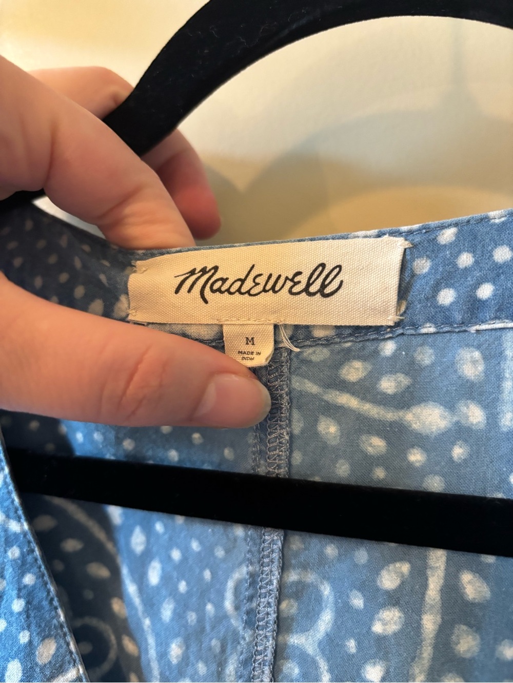 Madewell Bubble-Sleeve Button-Front Mini Dress in Indigo Paisley Medium EUC RARE - Picture 7 of 11